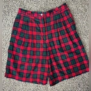 Baxter and Wells Christmas Holiday Plaid Velvet Vintage High Waisted Shorts